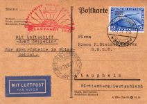 Deutsches Reich 457 auf Postkarte Zeppelinfahrt LZ 127 #DHX58