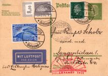 Deutsches Reich 457 auf Postkarte Zeppelinfahrt LZ 127 #DHX59