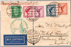 Deutsches Reich 379-381 u.a. auf Postkarte Zeppelinfahrt LZ 127 #DHX72