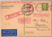 Deutsches Reich 381 als Ganzsache Katapultflug ´Bremen´- New York 1930 #DHY49