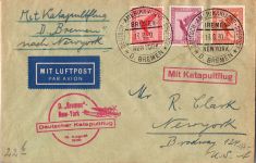 Deutsches Reich 381 u.a. auf Brief Katapultflug ´Bremen´- New York 1930 #DHY53