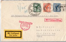 Deutsches Reich 381 u.a. auf Brief Katapultflug ´Bremen´- New York 1930 #DHY54