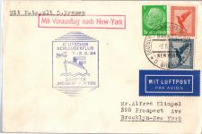 Deutsches Reich 381 u.a. auf Brief Schleuderflug D. ´Bremen´ 1934 #DHY60