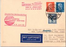 Deutsches Reich 380 u.a. auf Postkarte Schleuderflug D. ´Bremen´ 1932 #DHY65