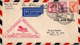 Deutsches Reich 381 u.a. auf Brief Schleuderflug D. ´Europa´ 1932 #DHY78