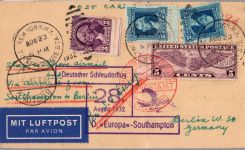 USA 321, 338, 340 auf Postkarte Schleuderflug D. ´Europa´ 1932 #DHY96