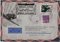 Flugpost Brasilien-Europa Erstflug auf Brief Condor Lufthansa #DHZ03
