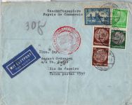 Deutsches Reich 365, 492 u.a. auf Brief Europa- Südamerika #DHZ38