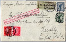 Deutsches Reich 378, 380 u.a. auf Brief Luftpost zum Dampfer ´Bremem´ #DHZ52