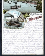 AK Rüdesheim/ Rheingau Stadtpanorama, Raddampfer 1900 gebraucht #JS196
