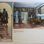 AK Weimar Goethe Haus Goehte u. Schiller Denkmal ungebraucht #PD014