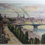 AK Dresden Carola- , Augustbrücke, Altstadt Künstlerkarte 1909 gebraucht #PD165