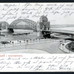 AK Düsseldorf Alte Oberkasseler Brücke mit Raddampfer 1906 gebraucht #IN775