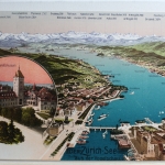 AK Zürich der See aus der Vogelschau, Schweiz Landesmuseum ungebraucht #PC424