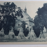 AK Oberschlesien An der Kirche in Broslawitz, Kr. Tarnowitz ungebraucht #PD429