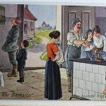 AK Deutschland Wir Barbaren / Der deutsche Koch Feldpost 1915 gebraucht #PD789