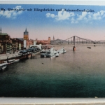 AK Köln Rheinpartie mit Hängebrücke und Hohenzollernbrücke ungebraucht #PD967