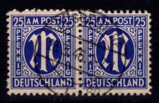Bi-Zone 9 z III gestempelt Paar mit Plattenfehler, geprüft Hettler BPP #DHG06