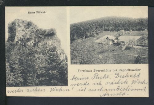 Ansichtskarte Frankreich Rappoltsweiler Elsass Forsthaus Baerenhütte Cöln NRW
