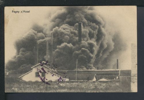 Ansichtskarte Frankreich Pagny Lothringen Krieg Brand Feldpost Pöllnitz Thüringen