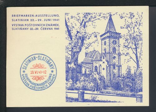 Böhmen und Mähren Brief Karte Philatelie SST Briefmarkenausstellung Slatinian