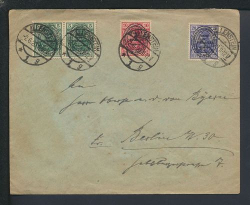Besetzung Brief Deutsches Reich Allenstein Ostgebiete Schlesien Polen Berlin