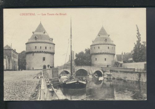 Ansichtskarte Belgien Courtrai Les Tours du Broel Feldpost Stuttgart Brücke