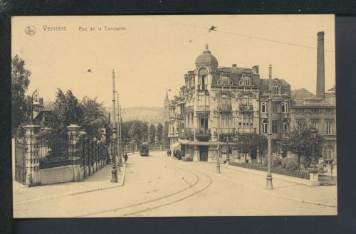Ansichtskarte Belgien Verviers Rue de la Concorde Strassenbahn Gelsenkirchen NRW