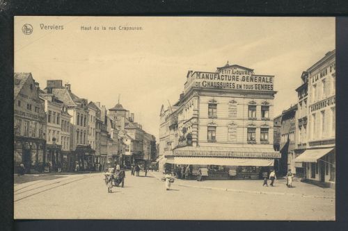 Reklame Ansichtskarte Belgien Verviers Rue Crapaurue Feldpost Gelsenkirchen NRW