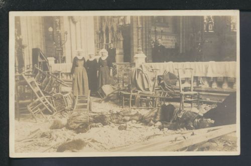 Ansichtskarte Belgien Ostende Kathedrale Krieg Zerstörung