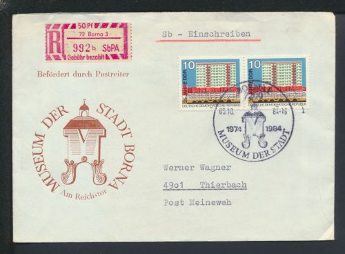 DDR R-Brief MEF im Paar plus Sonder R-Zettel Borna Sachsen Thierbach SST
