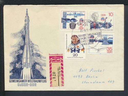 Raumfahrt Weltraum R-Brief DDR Berlin SST Der erste Deutsche im Kosmos Gem.