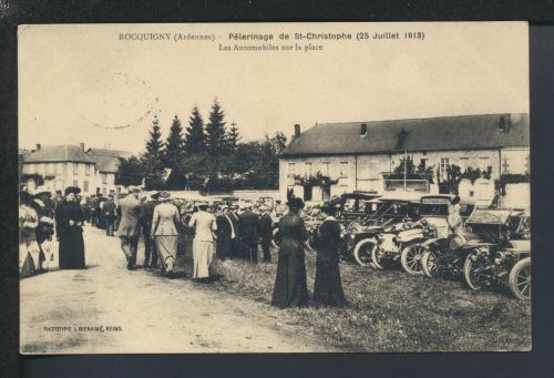 Auto Oldtimer Ansichtskarte Frankreich Rocquigny Ardennen Automobile Feldpost