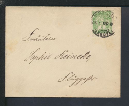 Stadtpost Privatpost Brief Hannover Stammtischgesellschaft Hellas 1900