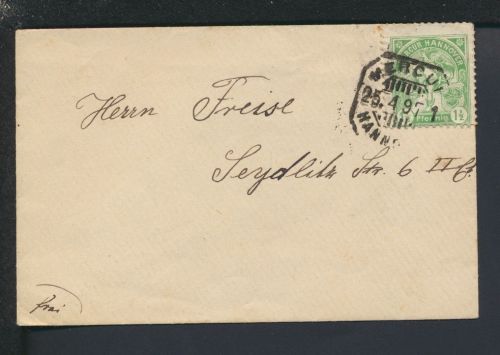 Stadtpost Privatpost Brief Mercur Hannover 1897