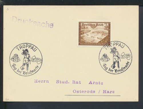 Karte Drucksache Deutsches Reich SST Troppau Tschechien Osterode Niedersachsen