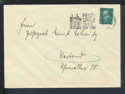 Brief Deutsches Reich Berlin selt. SST Festspiele 1929