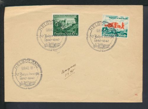 Brief Deutsches Reich Helgoland 750 FDC SST 50 Jahre Deutsch 1890 -1940