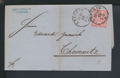 Brief Altdeutschland NDP Norddeutscher Bund Leipzig Sachsen Chemnitz 1869