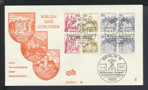Brief Berlin Zusammendruck Heftchenblatt Burgen & Schlösser SST Deutscher
