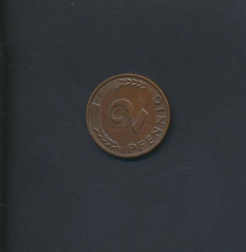 Münze Bundesrepublik 2 Pfennig 1958 F