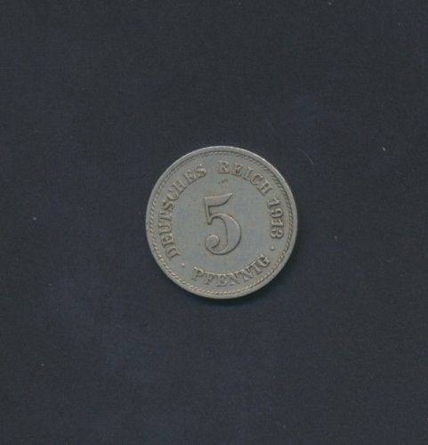 Münze Deutsches Reich Kaiserreich 5 Pfennig 1913 F