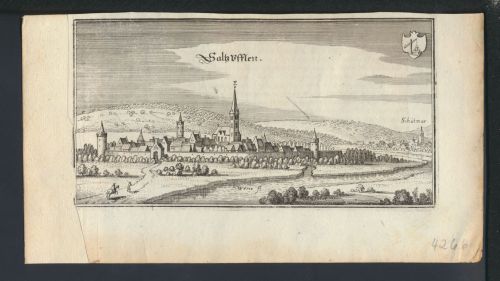 Salzuflen Schötmar Kreis Lippe NRW alter Kupferstich um 1645 Panorama m Schötmar