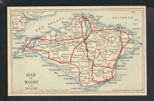 Ansichtskarte Großbritannien Isle of Wight Karte Landkarte Kartographie selten
