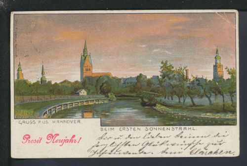 Stadtpost Privatpost Ansichtskarte Merkur Hannover Neujahr