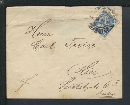 Brief Stadtpost Privatpost Merkur Hannover 1896