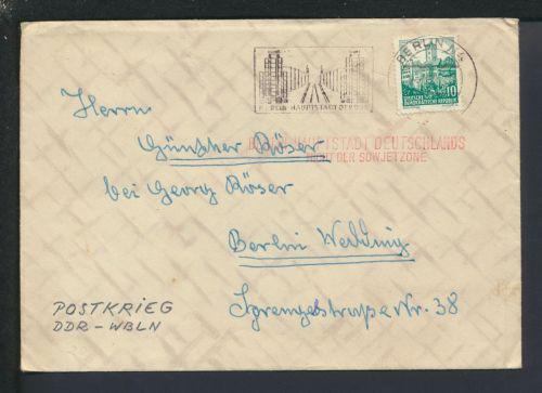 Brief DDR Berlin Postkrieg SST Hauptstadt der DDR 2 inter. Stempel L2 Politik