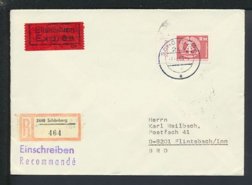 DDR Brief Schönberg Mecklenburg-Vorpommern Flintsbach Bayern
