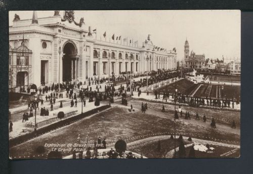 Ansichtskarte mit Jugendstil Vignette Belgien Brüssel Exposition de Bruxelles