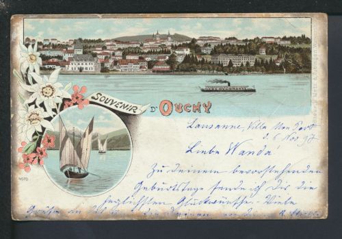Litho Ansichtskarte Schweiz Ouchy Transit Lausanne Schiffe Dresden Sachsen 1897